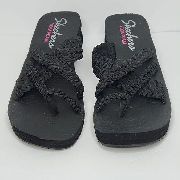 Sketcher's yoga foam platform heel wedge sandals - Picture 2 of 7